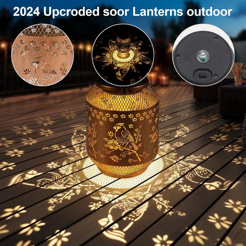 Doogarden Solar Lanterns Outdoor Waterproof Christmas Birthdays Gifts for Women Mom Grandma Butterfly Garden Decor Metal Hanging Solar LED Lights for Patio(Red Bird) - Image 5